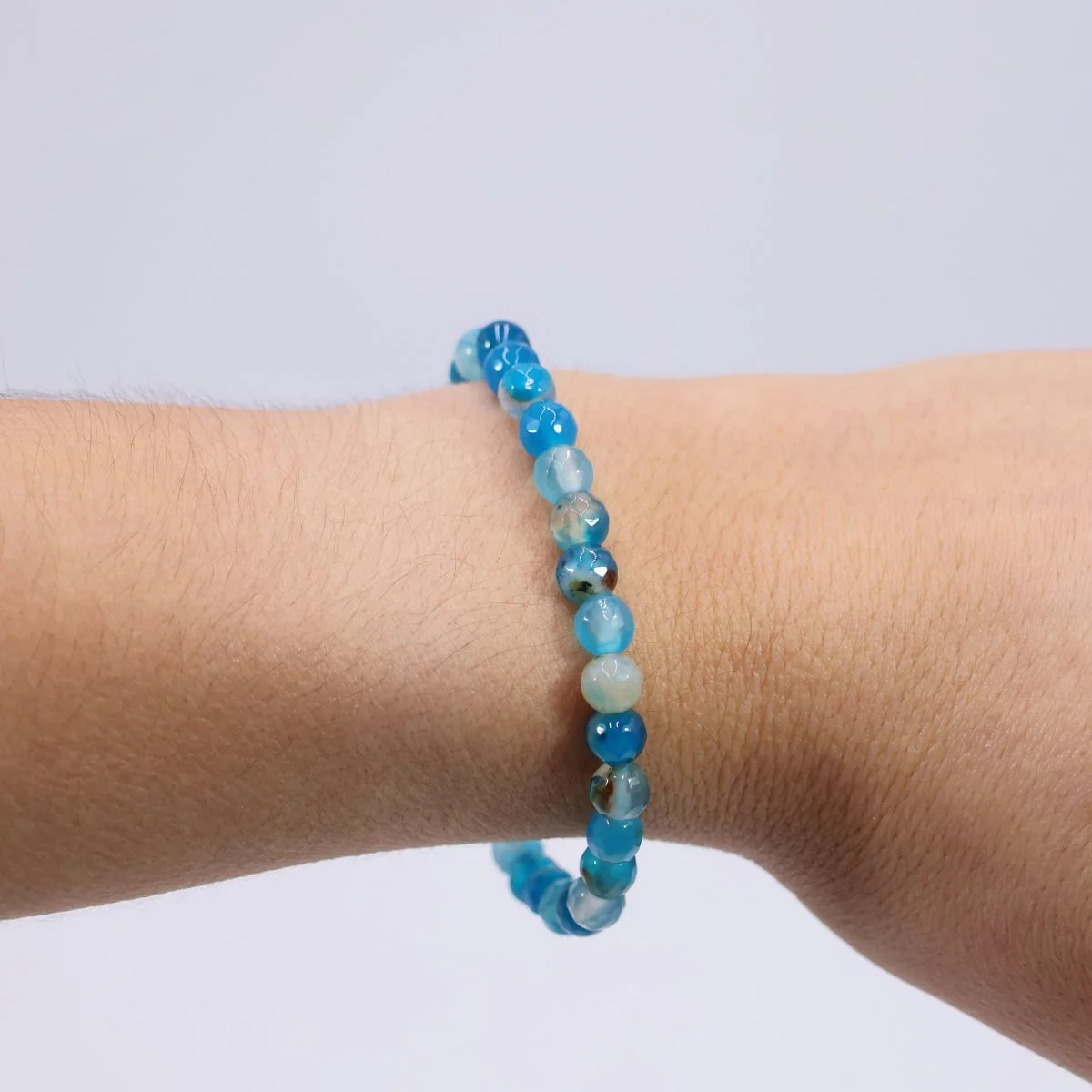 Pulseira Ágata Azul Bola Facetada 6mm - Image 2