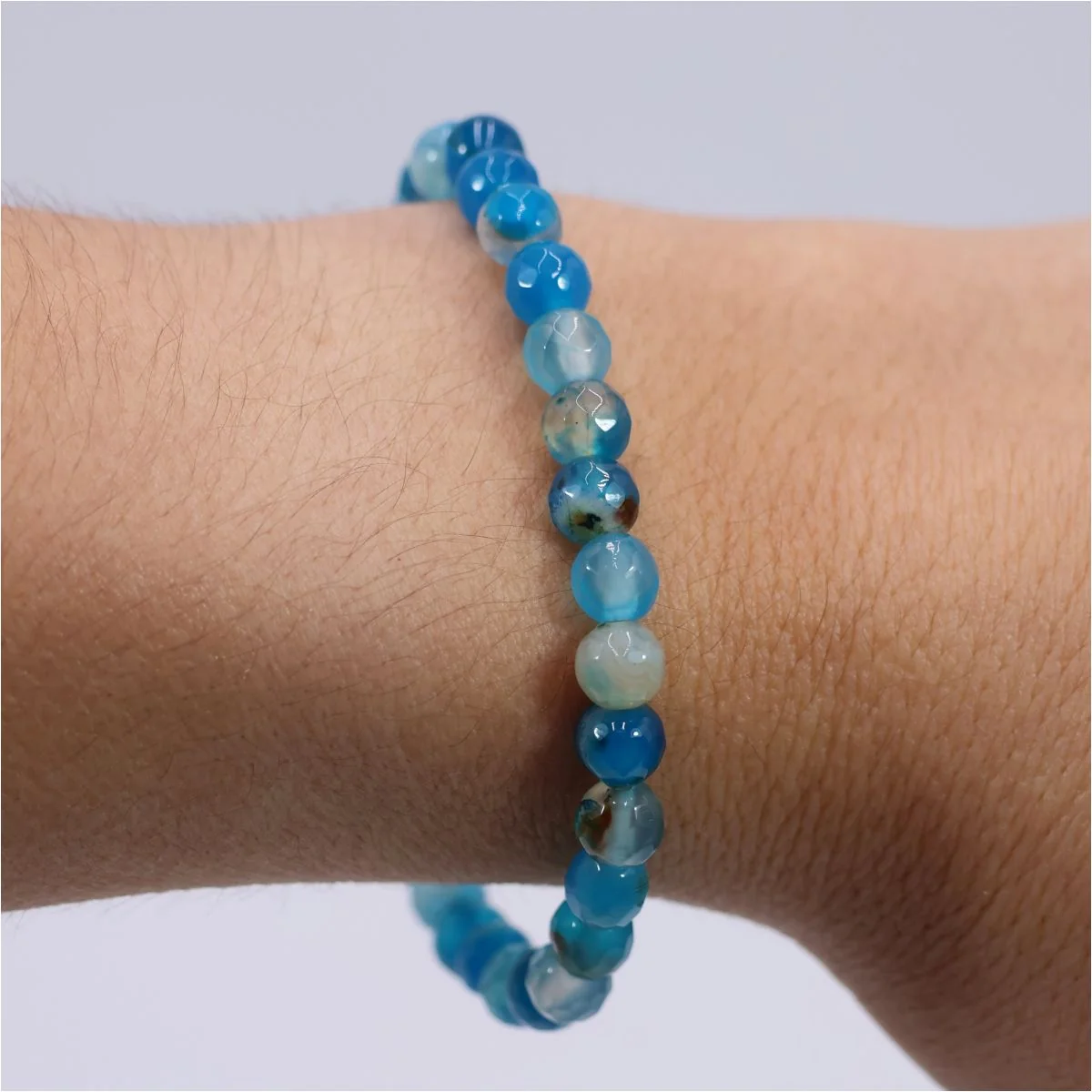 Pulseira Ágata Azul Bola Facetada 6mm - Image 3